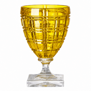 Maison Yellow Cut Glass Hurricane