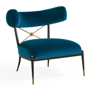 Adler Blue Velvet Brass Chair