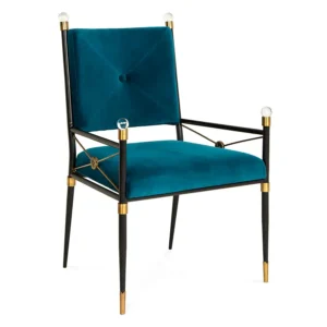 Ryder Blue Velvet Brass Dining Chair