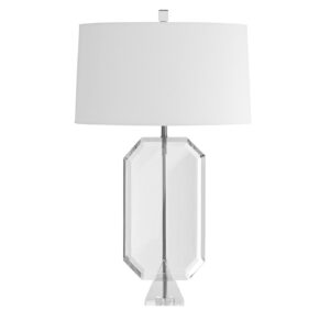Tiffany Crystal Nickel Table Lamp with White Lamp Shade