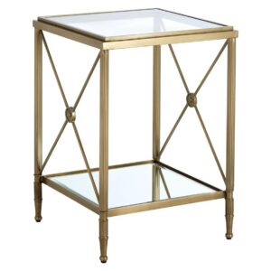 Medallion Brass Glass Sidetable