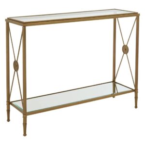 Medallion Brass Glass Console