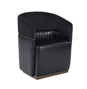 Presidential Black Leather Brass Swivel Chair
