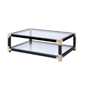 Moderne Black Glass Gold Coffee Table