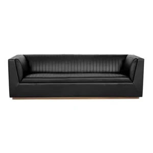 Presidential Black Leather Brass Sofa