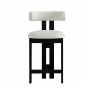 Century White Boucle Black Ash Counter Stool