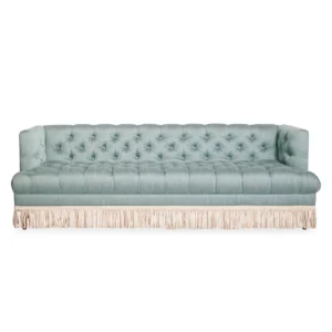 Fairlight Light Blue Linen Tufted Fringe Sofa