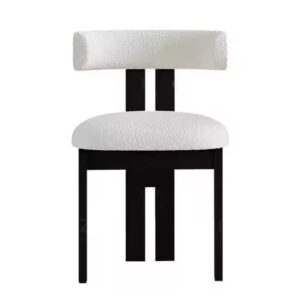 Century White Boucle Black Ash Dining Chair