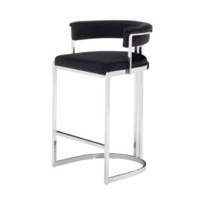Cromwell Black Velvet Chrome Counter Stool