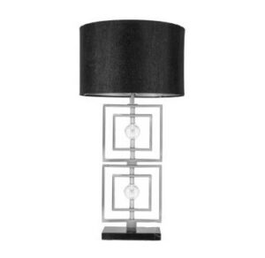 Gibbons Crystal Nickel Table Lamp with Black Shade