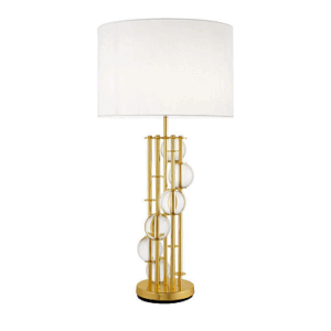 Ciclos Brass Crystal Lamp with White Shade