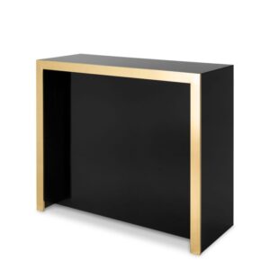 Black console table with gold accents