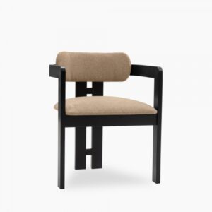 Carver Latte Linen Black Lacquer Dining Chair
