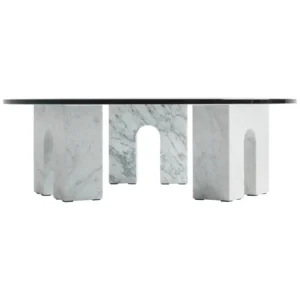 Gateway Carrara Marble Glass Coffee Table