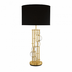 Ciclos Brass Crystal Lamp with Black Shade