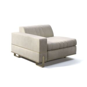 Prador Cream Chenille Velvet Gold Modular Right Sofa