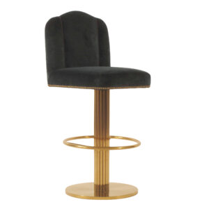 Silhouette Black Velvet Brass Counter Stool