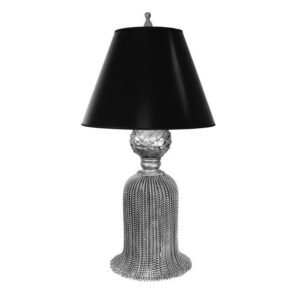 Tassel Antique Nickel Table Lamp with Black Lamp Shade