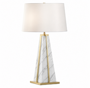 Luxor Carrara Marble Gold Lamp with White Shade 80cm
