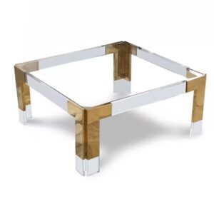 Cocktail Brass Lucite Coffee Table