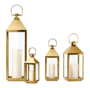 Regency Brass Glass Lantern Set