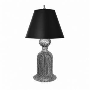 Tassel Antique Nickel Table Lamp with Black Lamp Shade