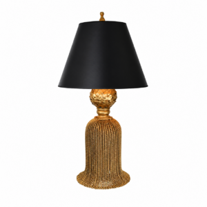 Tassel Antique Brass Table Lamp with Black Lamp Shade
