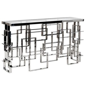 Fretwork Chrome Glass Console 160cm
