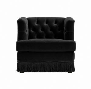 Garibaldi Black Velvet Fringe Armchair Sofa