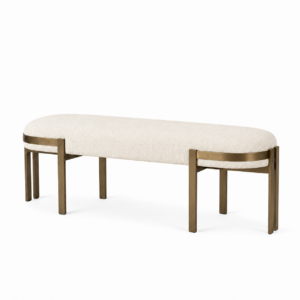 Kingpin Cream Linen Bronze Bench