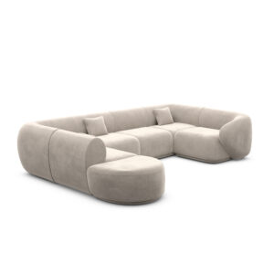 Metropolitan Light Grey Velvet Sectional Sofa