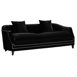Sauvage Black Velvet Nickel Sofa 245cm