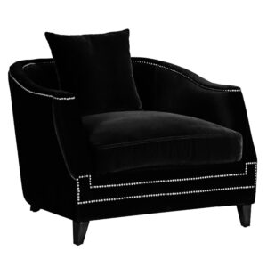 Sauvage Black Velvet Nickel Armchair Sofa