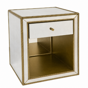 Brentwood Antique Mirror Brass Bedside Table