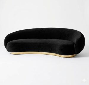 Fornetti Black Velvet Gold Sofa 260cm