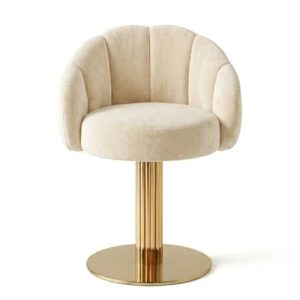 Suri Cream Velvet Brass Swivel Dining Chair