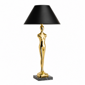 Le Homme Brass Table Lamp with Black Shade