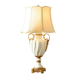 Giulietta Ceramic Brass Lamp with Cream Linen Shade