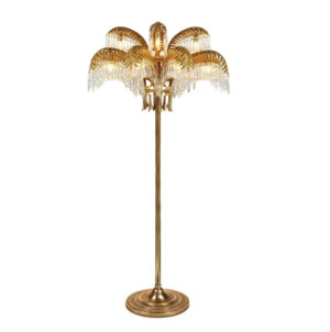 Palmier Crystal Brass Chandelier Floor Lamp