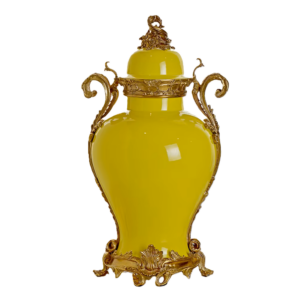 Armando Yellow Ceramic Gold Temple Vase 67.5cm