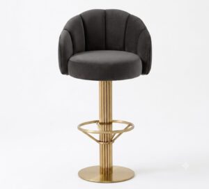 Suri Charcoal Velvet Brass Swivel Counter Stool