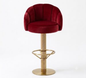 Suri Rouge Velvet Brass Swivel Counter Stool