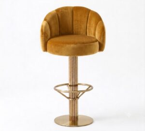 Suri Mustard Velvet Brass Counter Stool
