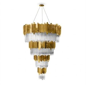 Waterford Crystal Brass Large Chandelier