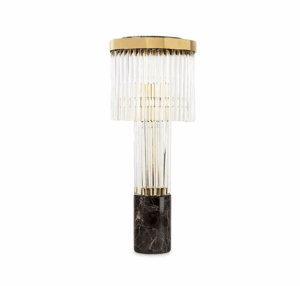Waterfall Emperador Marble Crystal Brass Table Lamp 75cm