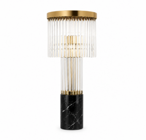 Waterfall Crystal Nero Marble Table Lamp 75cm