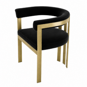 Club Black Velvet Brass Dining Chair