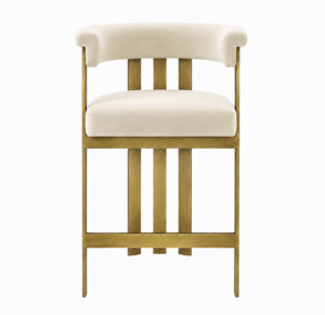 Club Cream Velvet Brass Counter Stool