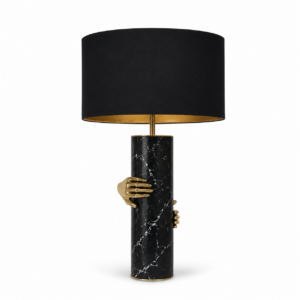 Vengeance Nero Brass Table Lamp with Black Shade
