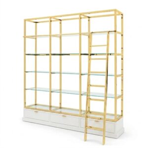 Bibliotheque White Ash Gold Etagere